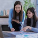 Team of partners Asian business woman discussing project on laptop sitting at table in office. Two Team of partners Asian business woman discussing project on laptop sitting at table in office. Two - PhotoDune Item for Sale