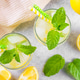 Top View Of Refreshing Homemade Lemonade. Fresh Mint, Lemon Slices, Ice In Glasses, Cold Beverage Top View Of Refreshing Homemade Lemonade. Fresh Mint, Lemon Slices, Ice In Glasses, Cold Beverage - PhotoDune Item for Sale