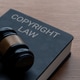 A black gavel and a book titled Copyright Law on a wooden desk. A black gavel and a book titled Copyright Law on a wooden desk. - PhotoDune Item for Sale