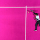 Top Down Aerial View of Padel Player Printing to Hit Yellow Ball on Vivid Pink Court Top Down Aerial View of Padel Player Printing to Hit Yellow Ball on Vivid Pink Court - PhotoDune Item for Sale