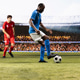 Blue soccer player showing ball control and dribble skill in attack action Blue soccer player showing ball control and dribble skill in attack action - PhotoDune Item for Sale