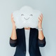 Unrecognizable businesswoman with positive cloud with smile instead of head. Cloud headed businesswo Unrecognizable businesswoman with positive cloud with smile instead of head. Cloud headed businesswo - PhotoDune Item for Sale