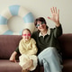 Portrait of Father and Child in Swim Goggles Waving during Family Hotel Stay Portrait of Father and Child in Swim Goggles Waving during Family Hotel Stay - PhotoDune Item for Sale
