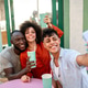 Multicultural group of friends relaxes together, enjoying fun, taking selfie, celebrating diversity Multicultural group of friends relaxes together, enjoying fun, taking selfie, celebrating diversity - PhotoDune Item for Sale
