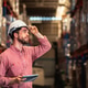 Warehouse worker and factory manager using a digital tablet to check barcodes and inspect stock inve Warehouse worker and factory manager using a digital tablet to check barcodes and inspect stock inve - PhotoDune Item for Sale