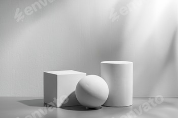 Abstract composition featuring three white geometric shapes in a minimalist interior setting 2 E115OYBZ.jpg?w=350&h=350&cf fit=scale down&mark=https%3A%2F%2Fassets.market storefront.envato static.com%2Fwatermarks%2Fphoto 260724