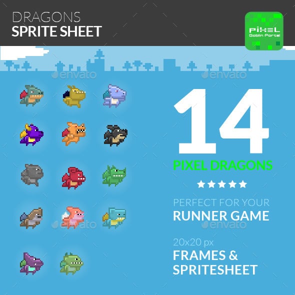 Dragon Game Sprites & Sheet Templates | GraphicRiver