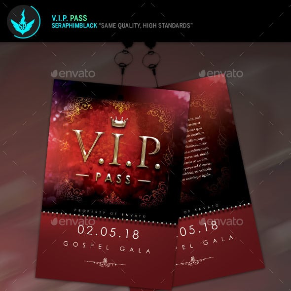 Vip Pass Template Editable VIP Pass Party Template, Printable Red