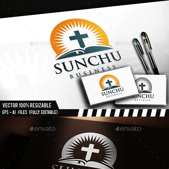 Bible Logo Design Cross, Dove, Tongue Of Fire, And Open Bible Logo