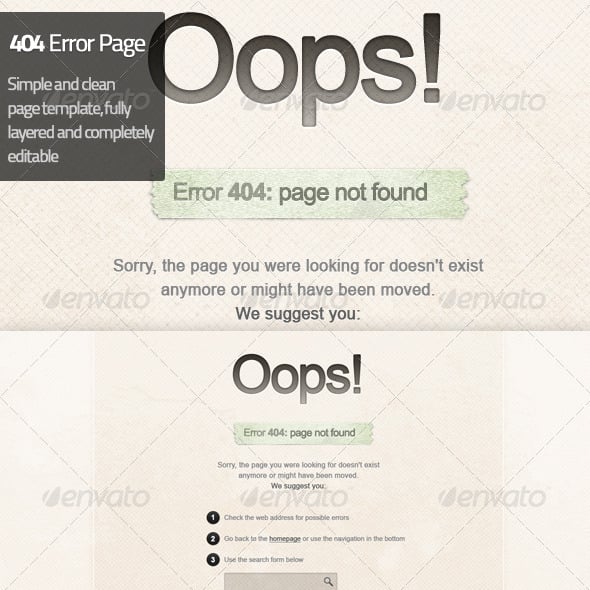 404 Page Templates from GraphicRiver