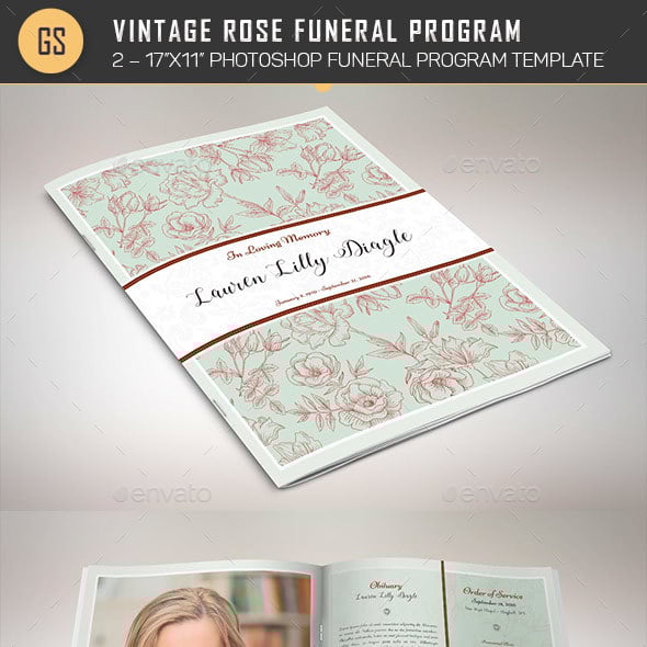 Vintage Program Templates 8 Page Vintage Floral Funeral Program