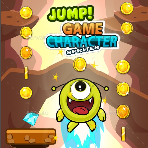 Jump 2D Game Sprites & Sheet Templates from GraphicRiver