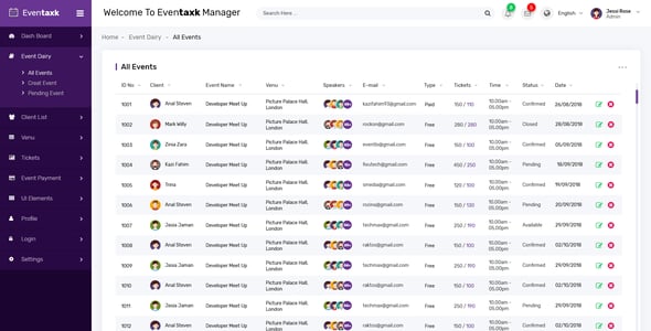 Event Dashboard Website Templates | ThemeForest