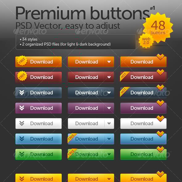 Buttons Graphics, Designs & Templates | GraphicRiver