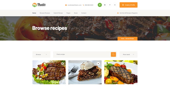 Food Recipes Website Templates | ThemeForest