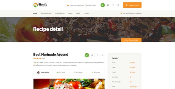 Food Recipes Website Templates | ThemeForest