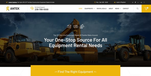 Equipment Rental Website Templates | ThemeForest