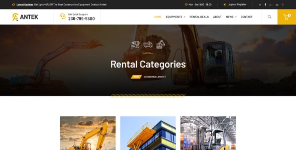 Equipment Rental Website Templates | ThemeForest