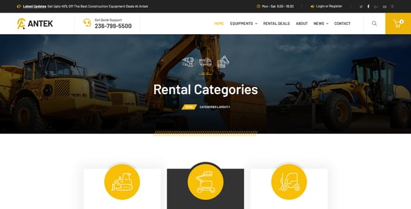 Equipment Rental Website Templates | ThemeForest