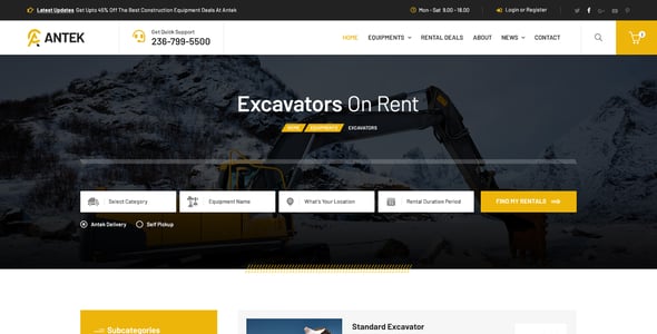 Equipment Rental Website Templates | ThemeForest