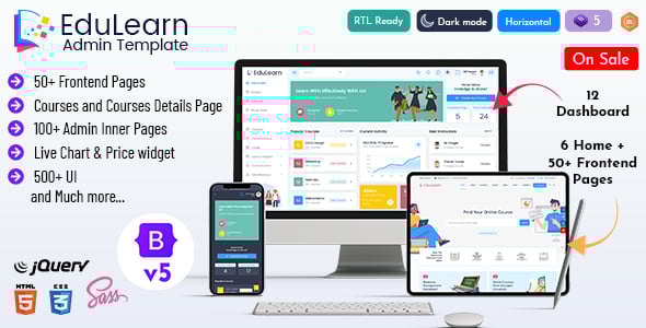 Learning Management System Dashboard Website Templates