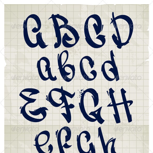 Cursive Graffiti Alphabet
