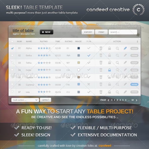 Table Templates from GraphicRiver