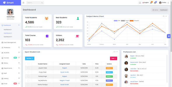 Bootstrap School Management HTML Admin Website Templates