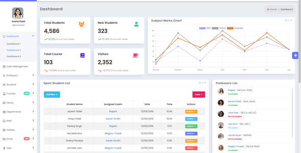 School Dashboard Website Templates | ThemeForest