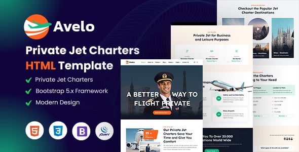 Private Jet Website Templates | ThemeForest
