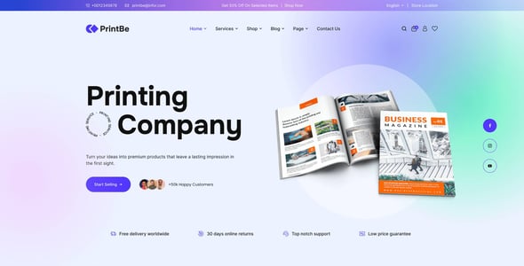 Printing Website Templates ThemeForest