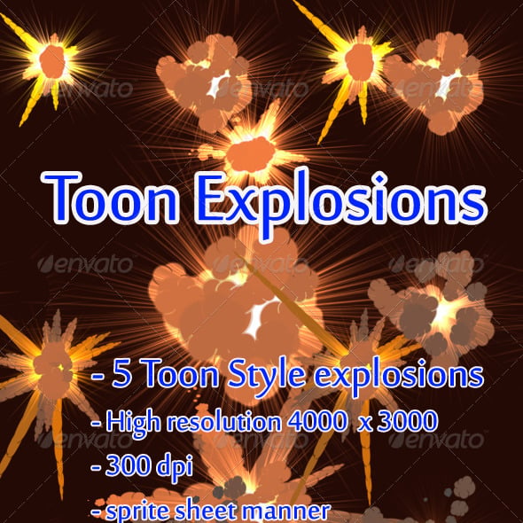 Explosion Game Sprites & Sheet Templates | GraphicRiver