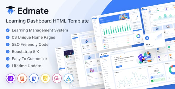 E-learning Dashboard Website Templates | ThemeForest