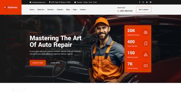 Car Service Website Templates | ThemeForest