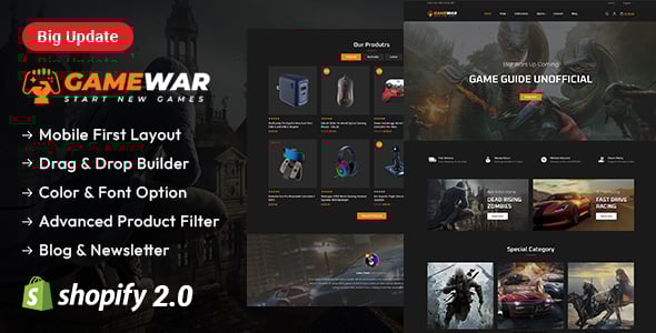 Template Digital Game Store GameWar Digital Game Store Shopify
