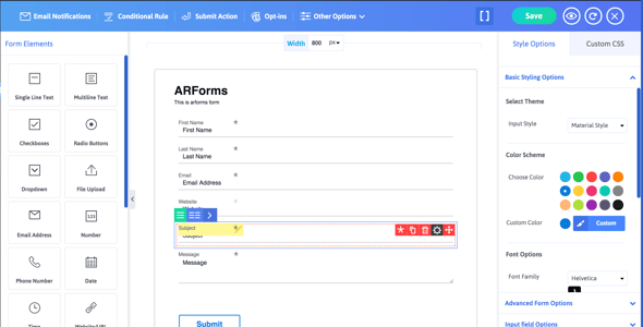 WordPress Contact Form Plugin/Form builder - ARForms preview 4