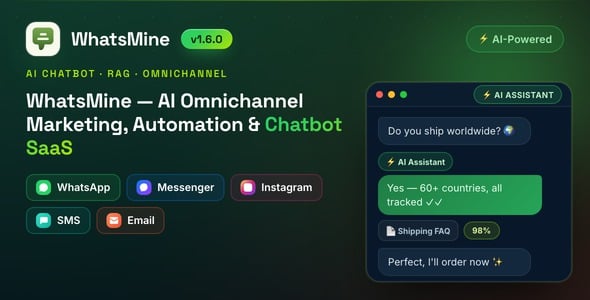 WhatsMine — AI Omnichannel Marketing, Automation & Chatbot SaaS (WhatsApp, Messenger, SMS & Email) preview 2