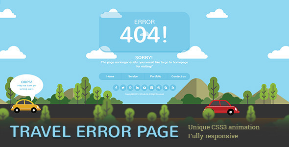 Travel Error Page - 404 Pages Specialty Pages