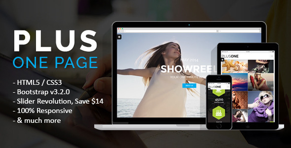 Plus One - One Page Responsive Website Template - Creative Site Templates