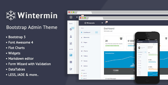 Wintermin - Bootstrap Admin Theme - Admin Templates Site Templates