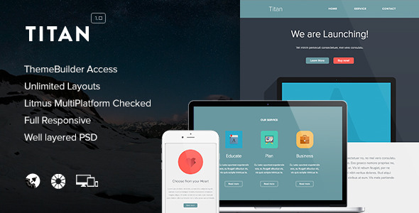 Titan - Responsive Email + Themebuilder Access - Newsletters Email Templates