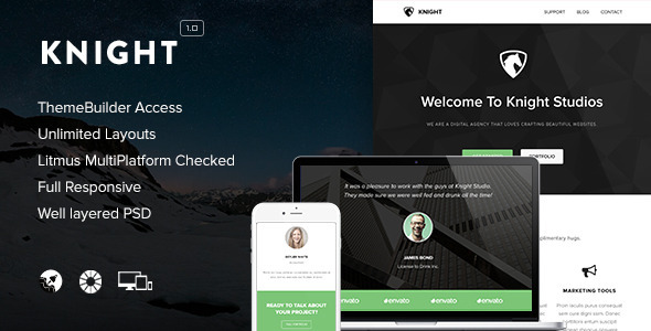 Knight - Responsive Email + Themebuilder Access - Newsletters Email Templates