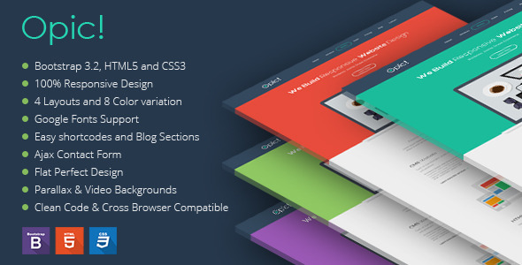 Opic! Flat One Page Responsive Template - Creative Site Templates