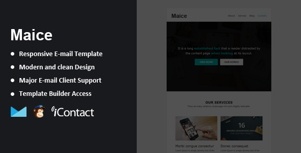 Maice - Responsive Email + Themebuilder Access - Email Templates Marketing