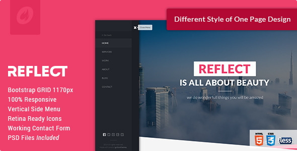 Reflect - Single Page HTML Template - Creative Site Templates