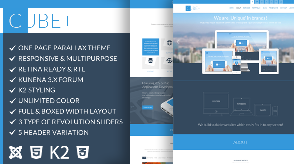 Cube+ | One Page Parallax Joomla Theme - Business Corporate
