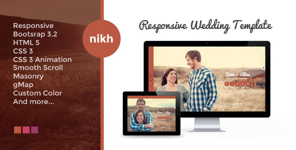 NIKH - Responsive HTML Wedding Template - Wedding Site Templates