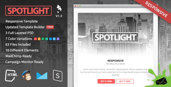 Spotlight Responsive Email Template - Newsletters Email Templates