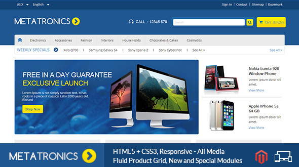 Meta Tronics - Magento Responsive Theme - Magento eCommerce
