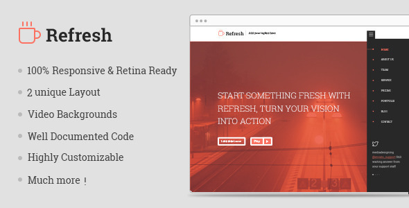 Refresh | Multipurpose Single Page Template - Corporate Site Templates